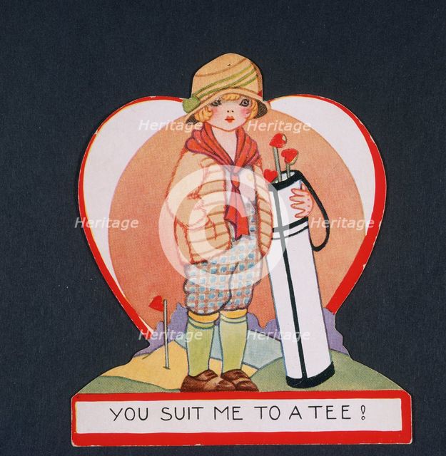 Valentine Card with golfing theme, c1910s. Creator: Unknown.