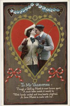 Valentine card with golfing theme, Germany, 1912. Creator: Unknown