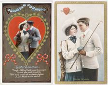 Valentine cards with a golfing theme, 1911. Creator: Unknown