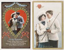 Valentine cards with a golfing theme, 1911