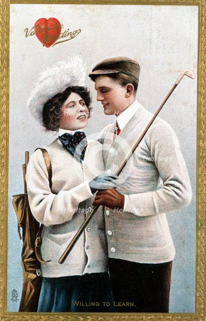 Valentine postcard with a golf theme, 1911. Creator: Unknown.