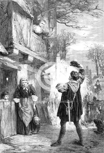Valentine's Morn, drawn by Marcus Stone, 1864.  Creator: Mason Jackson.