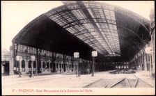 Valencia North Station, large shelter, postcard, 1915s