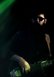 Valerie June's bass player, 2017. Artist: Alan John Ainsworth