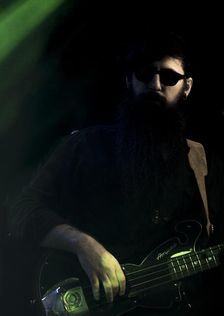 Valerie June's bass player, 2017. Artist: Alan John Ainsworth