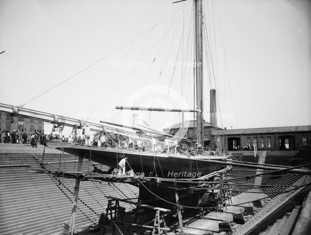 Valkyrie III in Erie Basin, 1895 Aug 24. Creator: John S Johnston.