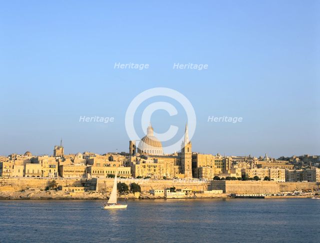 Valletta, viewed from Sliema, Malta. Creator: Peter Thompson.