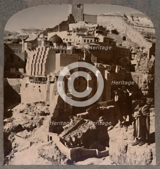 'Valley of Mar Saba and Convent, from Brook Kedron, c1900. Artist: Unknown.