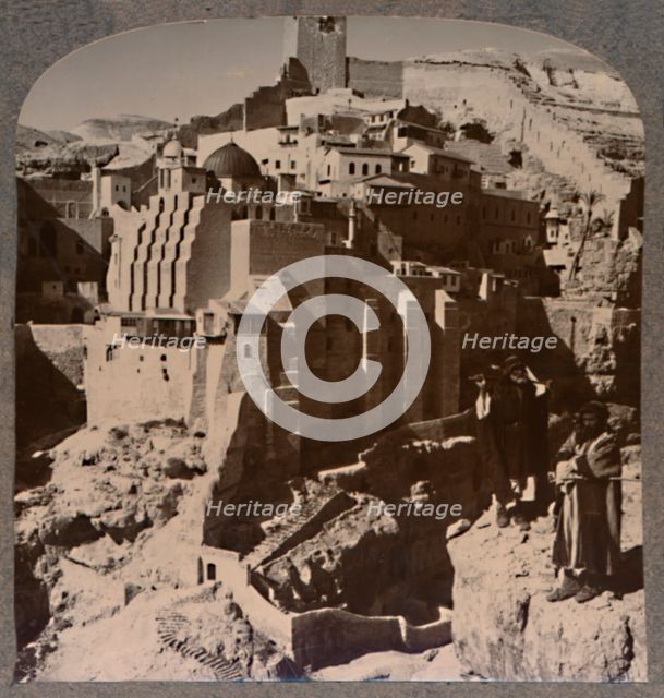 'Valley of Mar Saba and Convent, from Brook Kedron, c1900. Artist: Unknown.