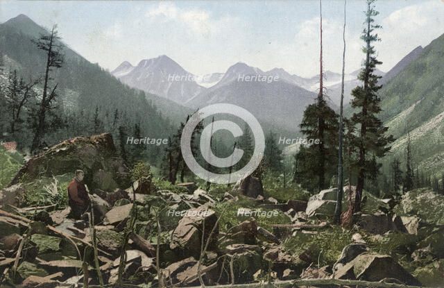 Valley of the Kuragan River, Right Tributary of the Katun River, in the Vicinity of..., 1911-1913. Creator: Sergei Ivanovich Borisov.