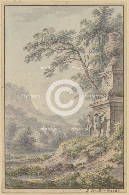 Valley landscape with a farmstead, 1767. Creator: Johann Heinrich Muntz.