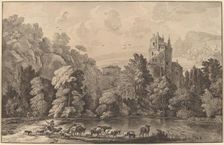 Valley with an Aged Castle, 1784, published 1786. Creator: Cornelis Brouwer
