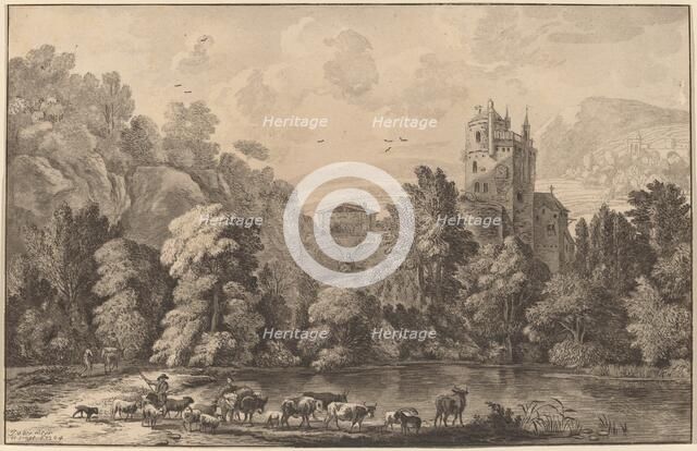Valley with an Aged Castle, 1784, published 1786. Creator: Cornelis Brouwer.