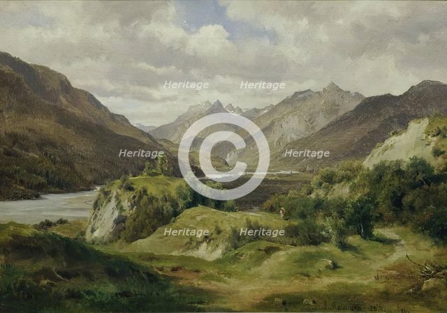 Valley with mountains, 1861. Creator: Ludwig Halauska.