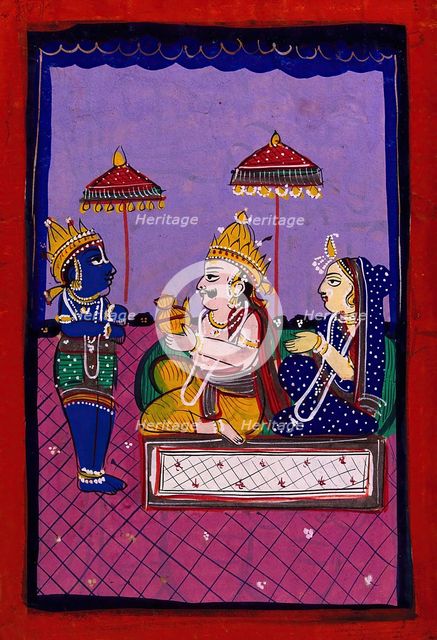 Vamana avatar: Vaman before King Bali and consort. Creator: Unknown.