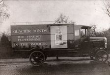 Van advertising Fox's Glacier mints,1922
