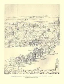 Van Den Wyngaerde's View of London, c1550, (1886). Artist: Anthonis van den Wyngaerde