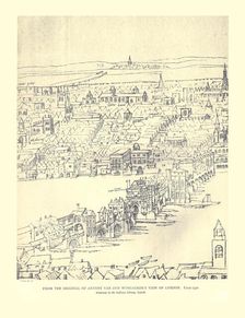 Van Den Wyngaerde's View of London, c1550, (1886). Artist: Anthonis van den Wyngaerde