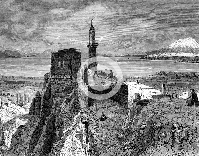 Van lake and fortress, 19th century. Artist: Unknown