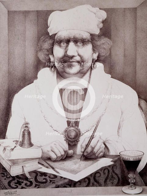 Van Rijn Harmenszoon called Rembrandt (1606-1669), Dutch Painting.er and engraver, engraving, 1972.