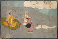 Vanasura's Sons Submit to Krishna: Scene from the Aniruddha Usha Section of Krishna Lila, c. 1840. Creator: Unknown