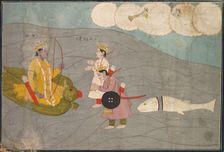 Vanasura's Sons Submit to Krishna: Scene from the Aniruddha Usha Section of Krishna Lila, c. 1840. Creator: Unknown