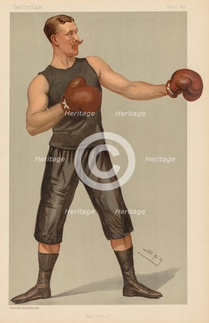 Vanity Fair: "Hard Hitter", 1896. Creator: Leslie Matthew (Spy) Ward (British, 1851-1922); Vincent Brooks Day & Son.