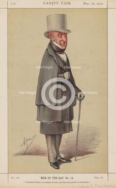 Vanity Fair: Men of the Day No. 14 "A Faithful Friend, an eminent Savant ...", 1870. Creator: Carlo (Ape) Pellegrini (Italian, 1839-1889); Vanity Fair. (Boston: Frame Central, 1992.) p. 2, 26 Nov., 1870, M. No. 14.