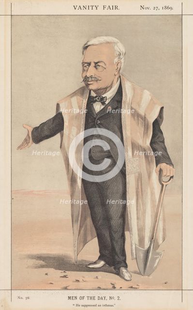 Vanity Fair: Men of the Day, No. 2 "He suppressed an isthmus", 1869. Creator: Anonymous.