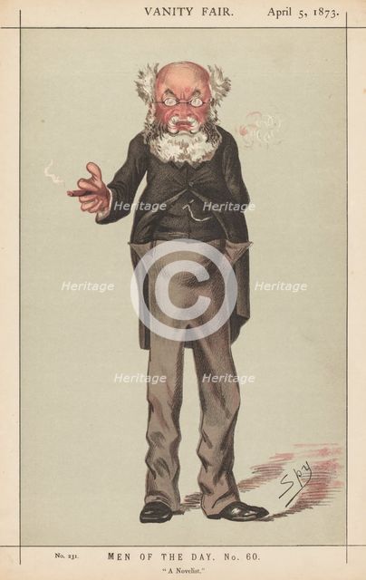 Vanity Fair: Men of the Day, No. 60, "A Novelist", 1873. Creator: Leslie Matthew (Spy) Ward (British, 1851-1922).