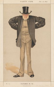 Vanity Fair: Statesman, No. 128 "Newcastle-on-Tyne", 1872. Creator: James Tissot (French, 1836-1902); Published in Vanity Fair, vol. VIII, July to December, 1872, p. 134. Mr. Joseph Cowen, M.P.