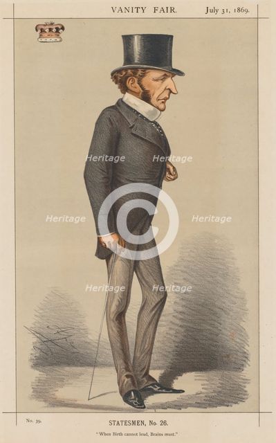 Vanity Fair: Statesman No. 26 "When Birth cannot lead, Brains must.", 1869. Creator: Carlo (Ape) Pellegrini (Italian, 1839-1889); Vanity Fair. (Boston: Frame Central, 1992.) p. 1, 31 July, 1869, S. No. 26.