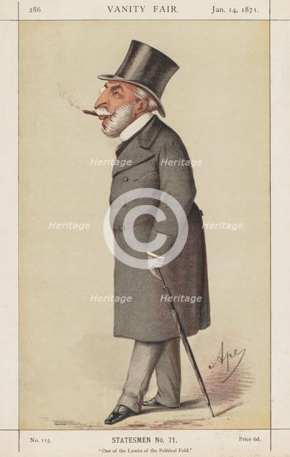 Vanity Fair: Statesman, No. 71 "One of the Lambs of the Political Fold", 1871. Creator: Carlo (Ape) Pellegrini (Italian, 1839-1889); Vanity Fair. (Boston: Frame Central, 1992.) p. 2, 14 Jan., 1871, S. No. 71.
