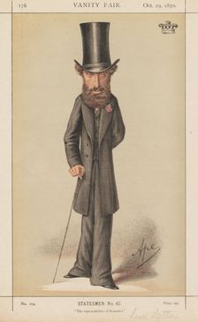 Vanity Fair: Statesmen No. 67 "The representative of Romance", 1870. Creator: Carlo (Ape) Pellegrini (Italian, 1839-1889)