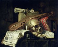 Vanitas still life, 1660. Creator: N.L. Peschier