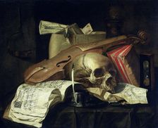 Vanitas still life, 1660. Creator: N.L. Peschier
