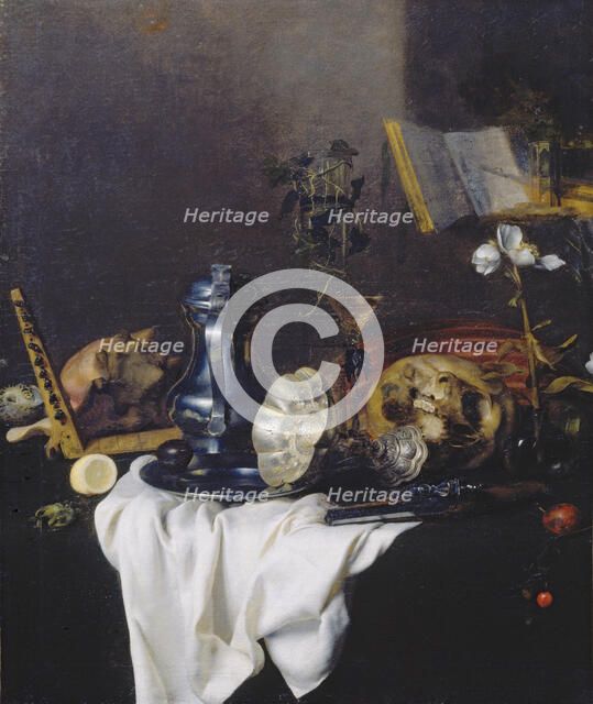 Vanitas Still Life, c1650. Creator: Peter Willebeeck.