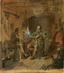Vänrikki Stool and high school student, sketch, 1852. Creator: Robert Wilhelm Ekman