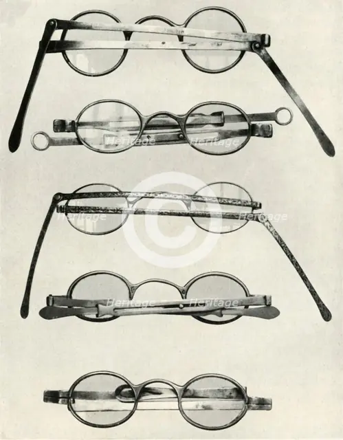 Various types of spectacles...of the late 18th and early 19th centuries, (1934).  Creator: Unknown.