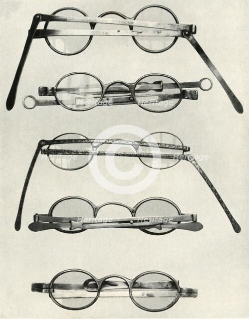 Various types of spectacles...of the late 18th and early 19th centuries, (1934).  Creator: Unknown.