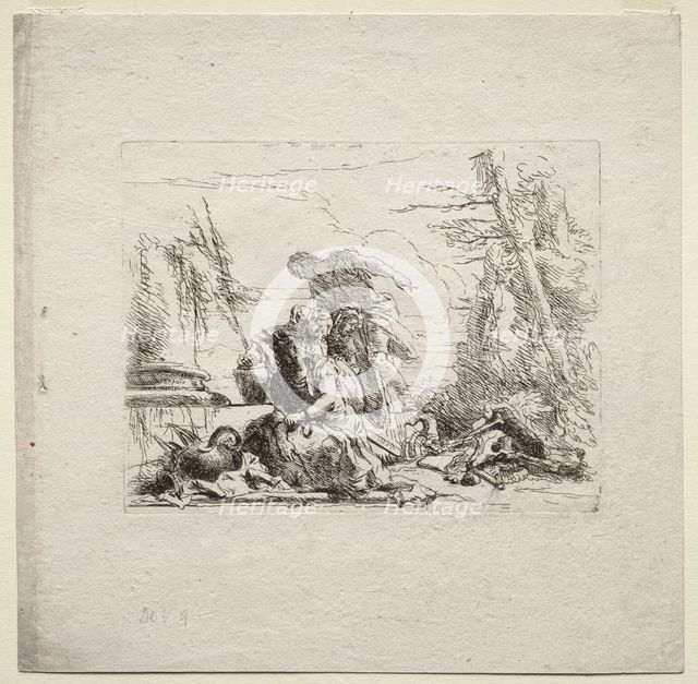 Various Caprices: The Woman in Handcuffs, 1785. Creator: Giovanni Battista Tiepolo (Italian, 1696-1770).