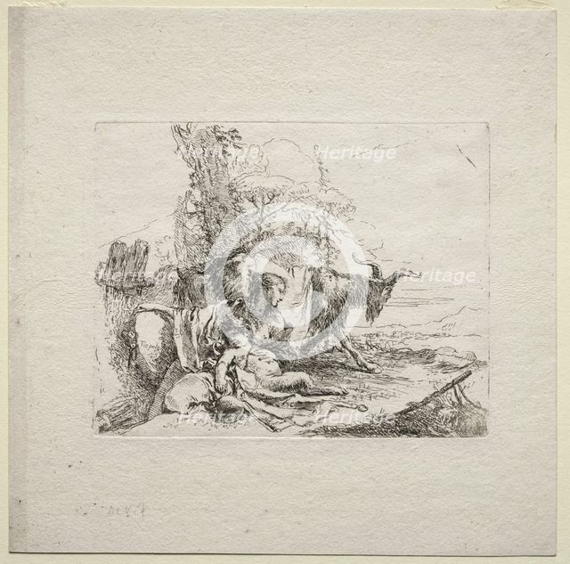 Various Caprices: The Woman with Tambourine, 1785. Creator: Giovanni Battista Tiepolo (Italian, 1696-1770).