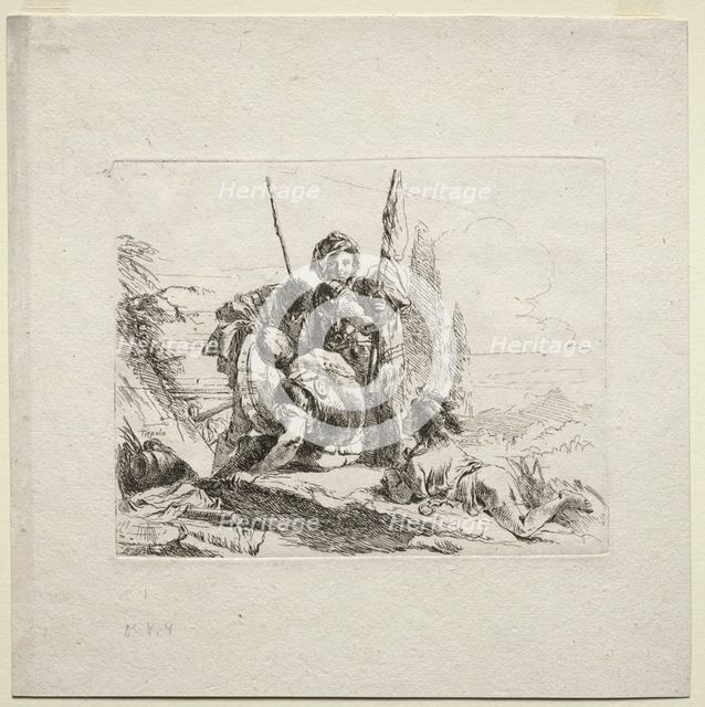 Various Caprices: The Three Soldiers and the Boy, 1785. Creator: Giovanni Battista Tiepolo (Italian, 1696-1770).