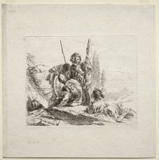 Various Caprices: The Three Soldiers and the Boy, 1785. Creator: Giovanni Battista Tiepolo (Italian, 1696-1770)
