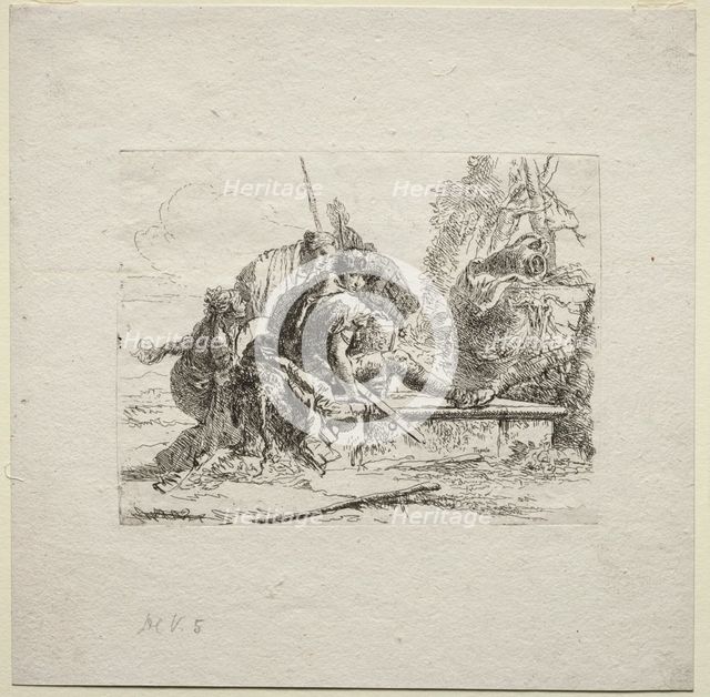 Various Caprices: The Two Soldiers and the Two Women, 1785. Creator: Giovanni Battista Tiepolo (Italian, 1696-1770).
