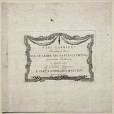 Various Caprices: Title Page, 1785. Creator: Giovanni Battista Tiepolo (Italian, 1696-1770)