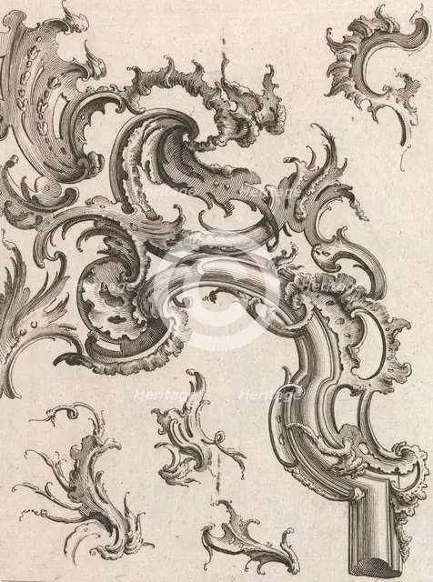 Various Designs for Rocaille Ornaments, Plate 1 from an Untitled Series of ..., Printed ca. 1750-56. Creator: Jacob Gottlieb Thelot.