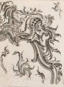 Various Designs for Rocaille Ornaments, Plate 2 from an Untitled Series of ..., Printed ca. 1750-56. Creator: Jacob Gottlieb Thelot