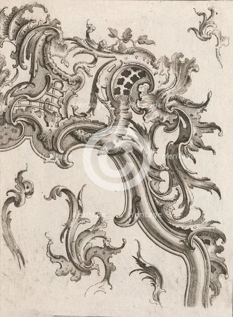Various Designs for Rocaille Ornaments, Plate 2 from an Untitled Series of ..., Printed ca. 1750-56. Creator: Jacob Gottlieb Thelot.