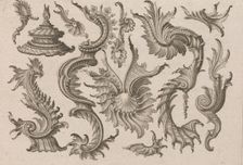 Various Designs for Rocaille Ornaments, Plate 4 from: Fortsezung von unter..., Printed ca. 1750-56. Creator: Jeremias Wachsmuth
